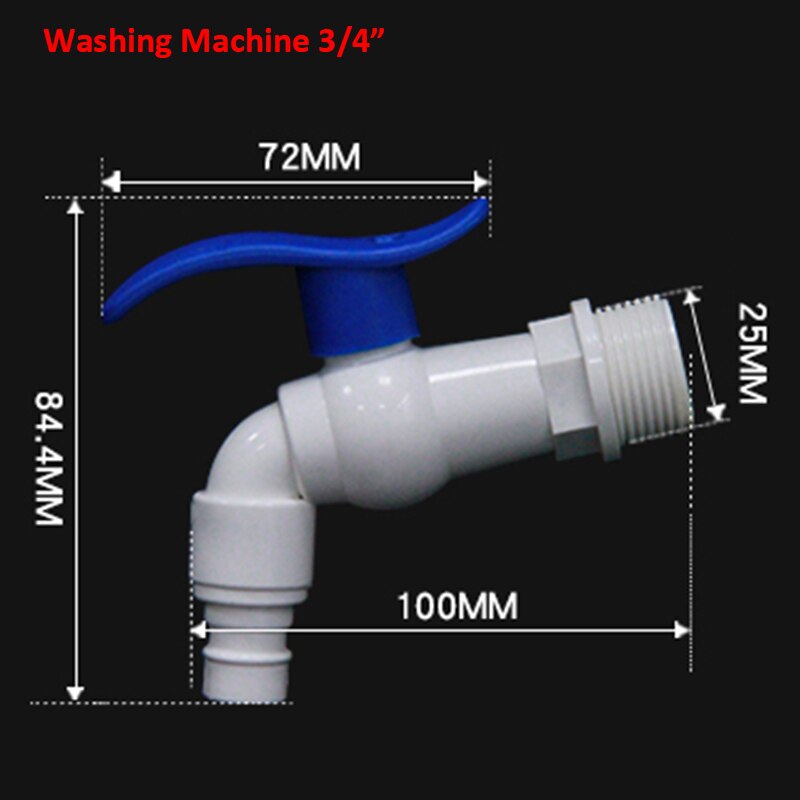PVC Pipe Fitting - 1/2" 3/4" Faucet Kitchen Garden Washbasin bathroom Washing Machine Plastic Threaded Tap Plumbing Accessories: 3I4 In Wash-Machine