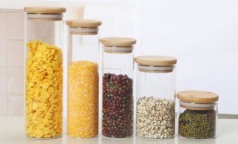 2 stücke Holz Deckel Glas Luftdichten Kanister Küche Lagerung Flaschen Gläser Lebensmittel Container Körner Tee Kaffee Bohnen Körner Candy Gläser