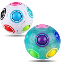 Rainbow Puzzle Ball Cube Magic Rainbow Ball Puzzle Bundle Stress Fidget Ball Brain Teasers Games Fidget Toys for Kids Set of 2