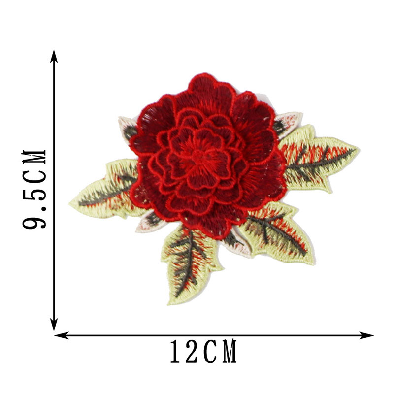 DIY Kleding Patch 1 PC/2 PCS Voor Jeans Badges Zak Naaien Borduren Ambachten Sticker Rose Bloem kleding Accessoires Applique: Red wine