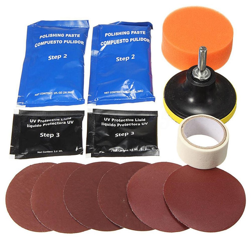 Visbella auton ajovalaisimien korjaus ajovalojen kunnostus kiillotus uusinta kirkas valkoinen toyota ajovalojen puhdistusaineiden käsityökalulle