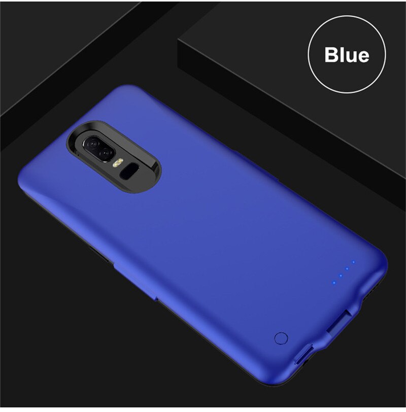 HSTNBVEO Power Bank Battery Charger Case For Oneplus 6T Battery Case Portable PowerBank Charging Cover For Oneplus 6 Power Case: Blue For OnePlus 6