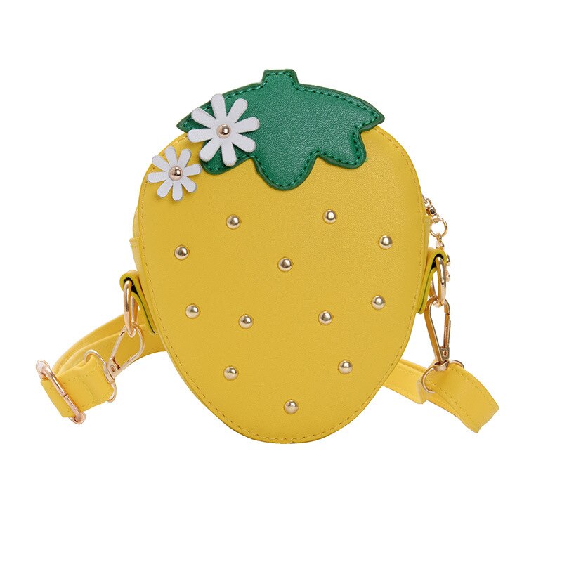 Sacs à bandoulière transparents à paillettes pour enfants, jolis sacs à main à fraises pour filles, Mini sac à épaule pour bébés, porte-monnaie: Rivet Yellow