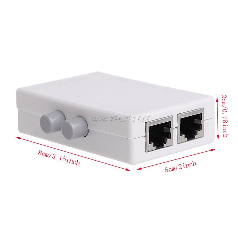 Mini 2 port ab netværk manuel deling switch box 2 i 1/1 i 2 rj45 netværk/ethernet