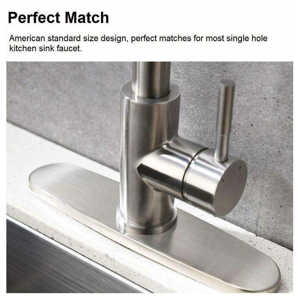 Brushed Kitchen Sink Faucet Hole Cover Deck Plate Escutcheon Stainless Steel Household Supplies Bathroom Decor Accessories