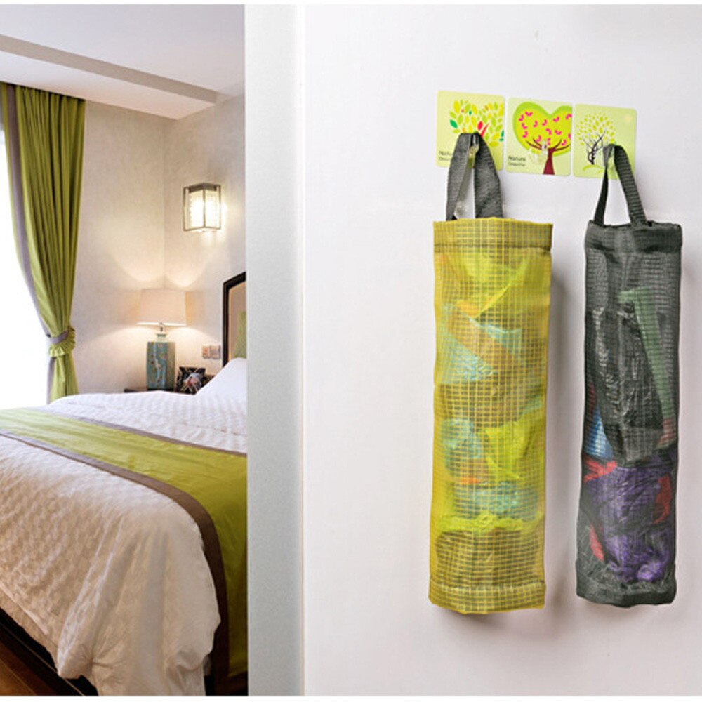 Household Grocery Bag wall-mounted Storage Dispenser Plastic Kitchen Organizer Garbage Bag Storage Bag Long Tube Mesh Bag #10