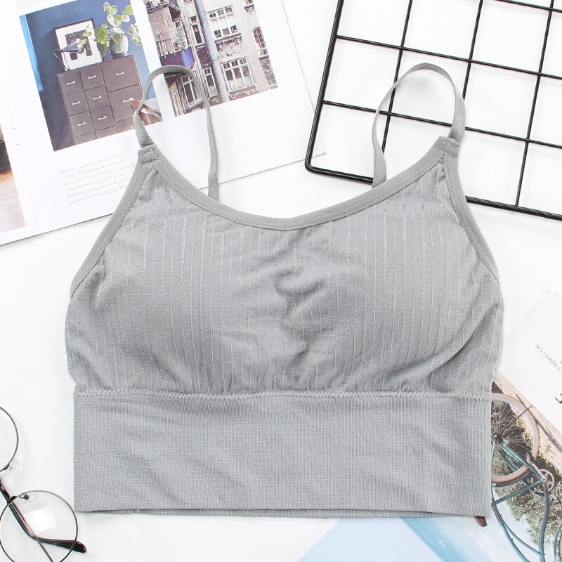 Cotton Sports Bras Women Push Up Solid Sports Bra Jogging Gym Women Sports Bra Girl Underwear Fitness Running Yoga Sport Tops: gray