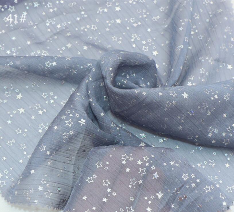 Cosplay Chiffon Stof 30D Zilveren Ster Gebronste Stof Glanzende Stof Bronzing Kostuum Jurk Stof DIY: Blue-Gray