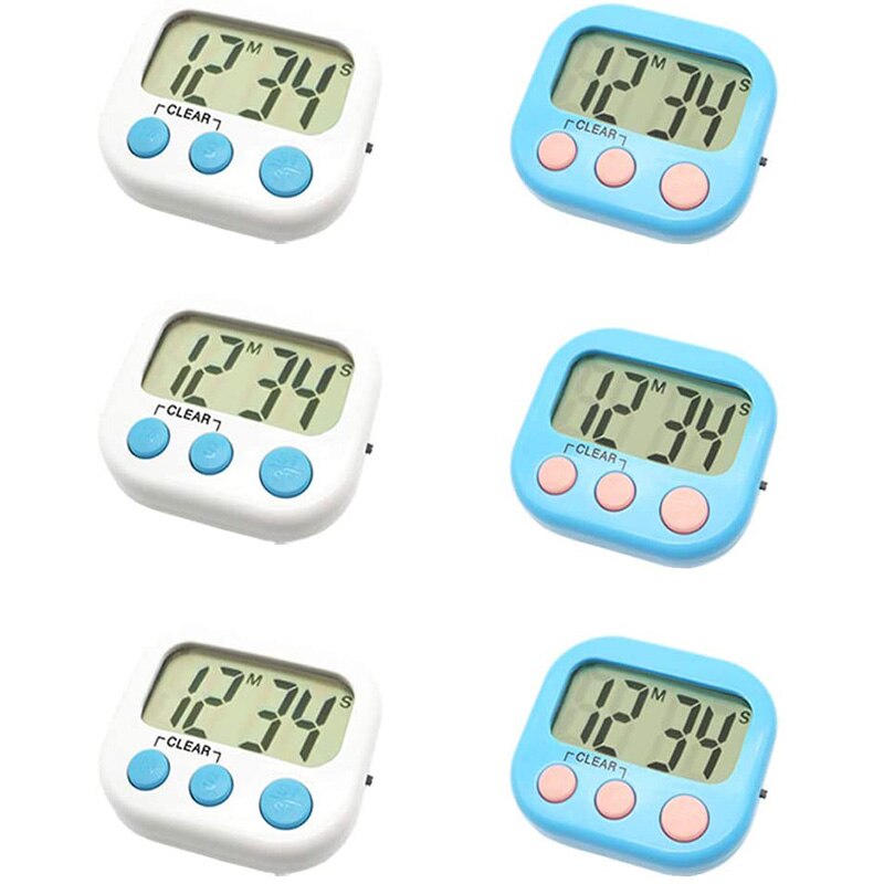 6 Pack Digital Timer for Teacher Small Timers for Kids LCD Display for Classroom, Homework, Exercise