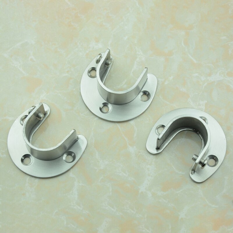 Stainless Steel Closet Closet Bracket, U-Shaped Open Socket Bracket, Shower Curtain Rod End Support Sleeve Flange