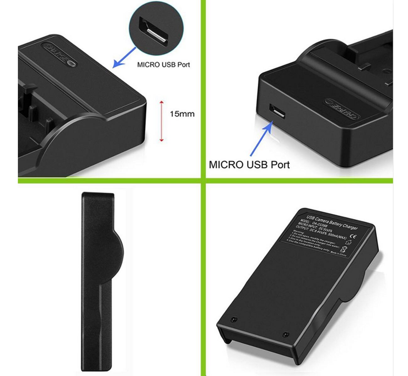 Battery Charger for Casio Exilim EX-S5, EX-S6, EX-S7, EX-S8, EX-S9, EX-ZS5, EX-ZS6, EX-ZS50, EX-ZS100, EX-ZS150 Digital Camera