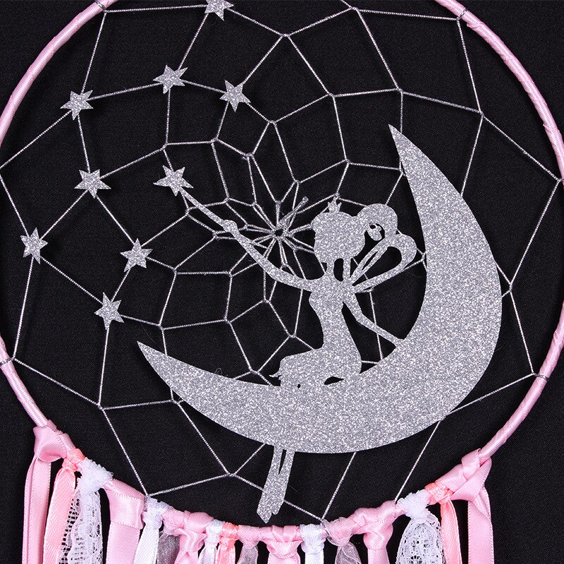 Lyserød drømmefanger måne engel dekoration udendørs værelse indretning baby dreng planteskole indretning til piger til børn nordisk stil soveværelse