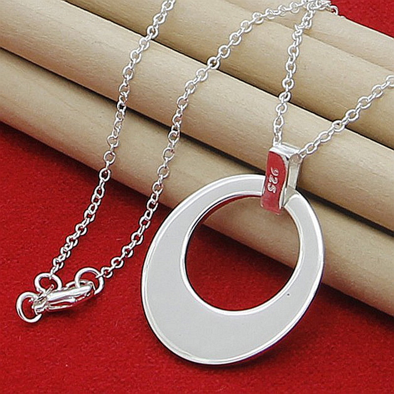 Wedding Jewelry Set 925 Silver Moon Hoop Earring Pendant Necklace Chains Set For Women Jewelry Accessories