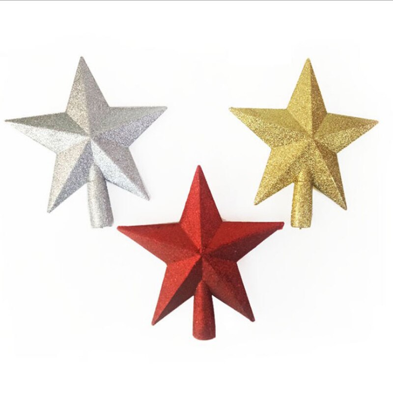 1Pc Glitter Mini Ster Kerstboom Toppers Rood Goud Zilver Mini Ster