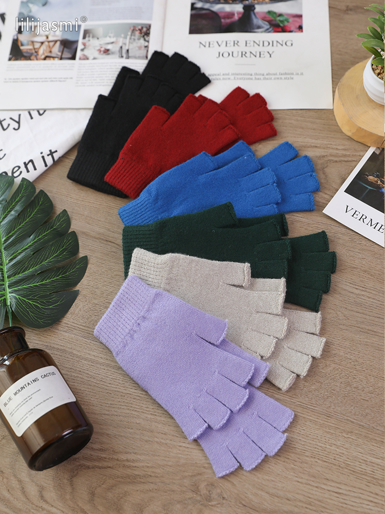 Wolle Fausthandschuh ausgesetzt Fingerspitze Damen Handschuhe Winter Herbst Arbeitshandschuhe gestrickt für Frauen Fingerlose Handschuhe Antrieb Fäustlinge