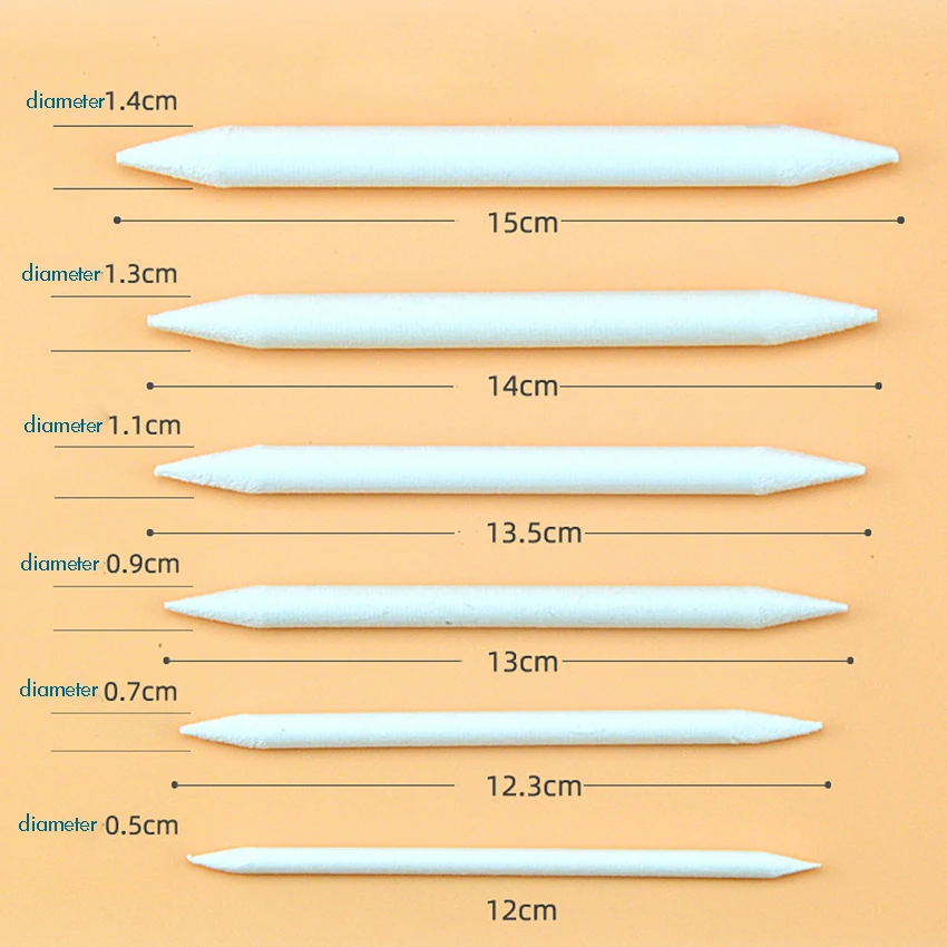6 stks/set Kunstenaar Blending Stump en Tortillion Blenders Art Schets Tekening Pennen Houtskool, Grafiet, Kleurpotloden School Supply