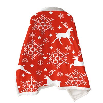 Christmas Printed Women Poncho Double Blanket Cloak Lazy Blanket Multifunction Magic Throw Blanket Air Condirioning Thick Shawl: 1
