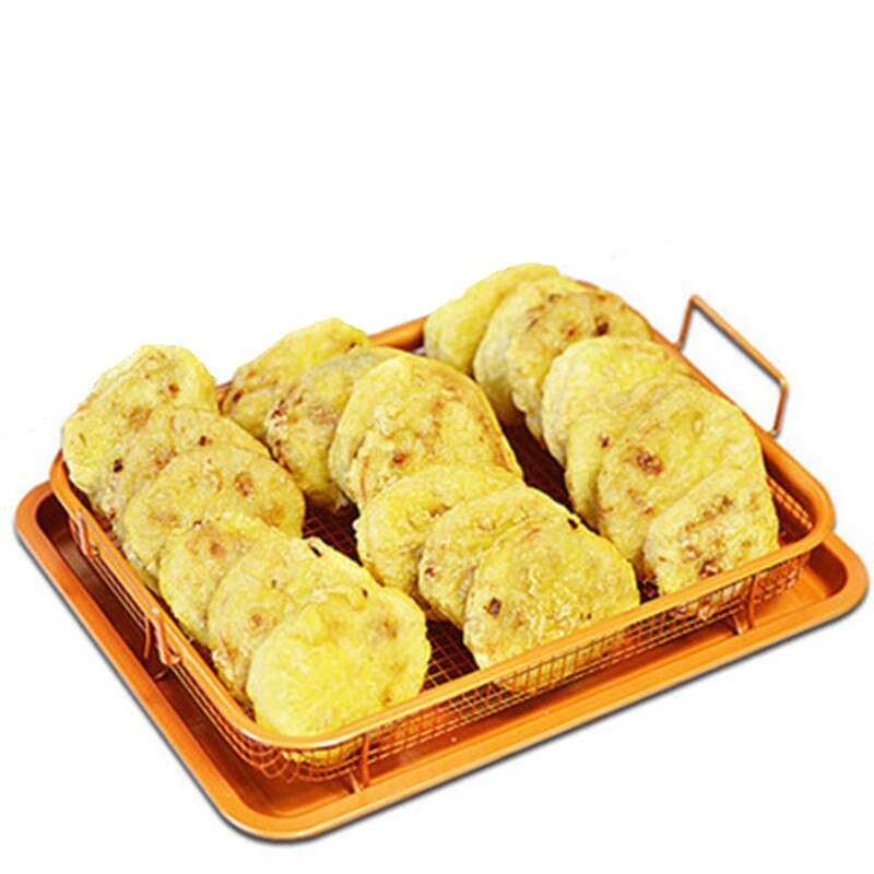 Copper Crispy Tray Durable Mesh Basket Oil Filter Tray Kitchen Safety Tray Fried Food Drainage Tray