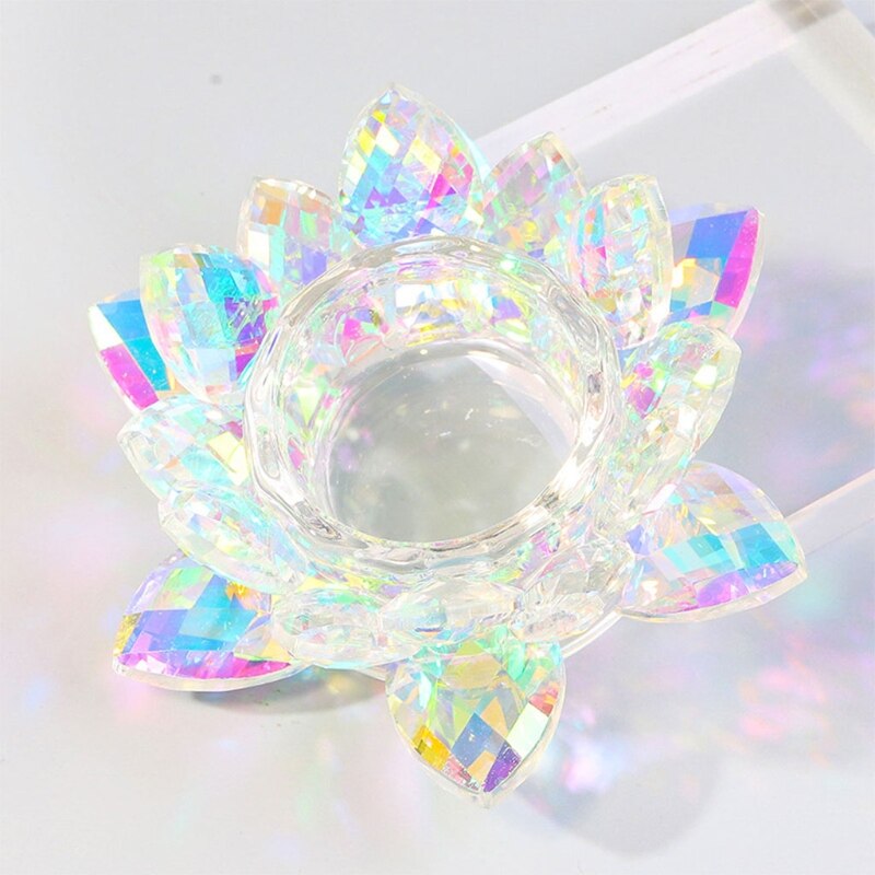 Verre à ongles en forme de fleur de Lotus, verre arc-en-ciel, pour Nail Art