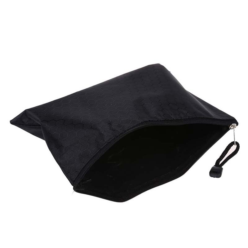 Black Nylon Sexangle Printed A4 Paper Document Files Organizer Bag