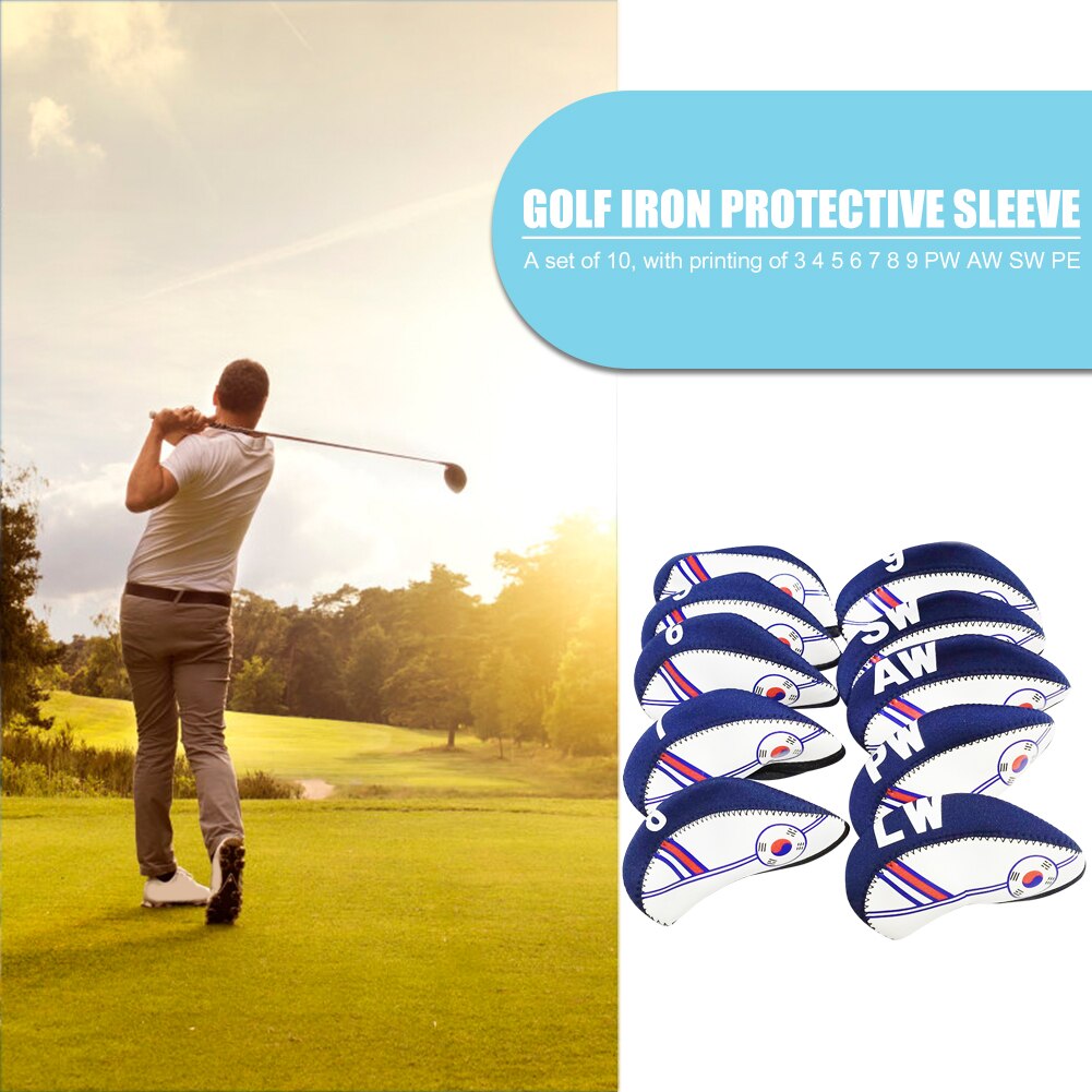 Golf Iron Pole Head Hat Sleeve Golf Rod Head Protective Cover Mounchain 10pcs/set Golf clubs Iron Pole Head Hat Sleeve Diving