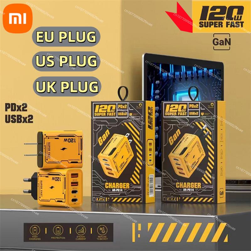 Xiaomi 120W Original Ladegerät EU/UK/US 4-Ports Ultra Schnellladung Typ-C GaN Telefon Ladegerät USB-C QC 3.0 Universal Telefon Adapter