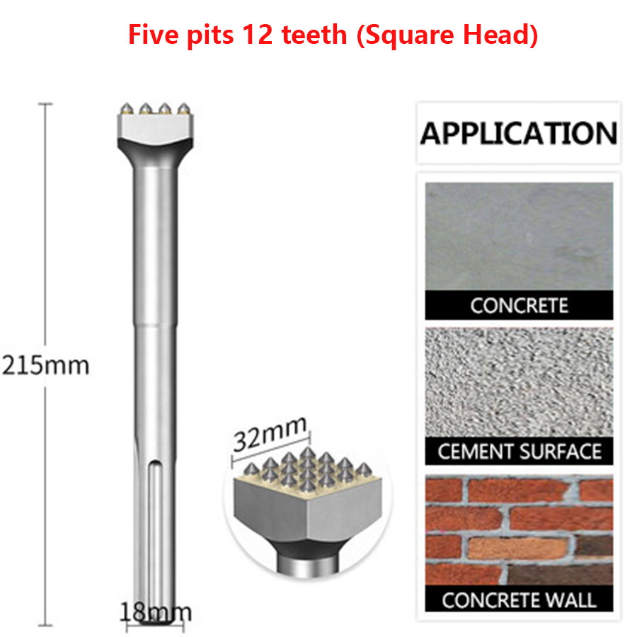 Drill Bit Flower Hammer Chisel Cement Concrete Wall Hit Lychee Surface Electric Pick Electric Hammer One Alloy Hair Hit Artifact: WHITE