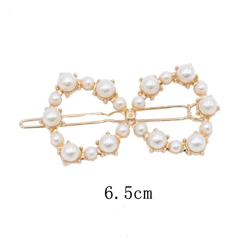 Pinza de pelo con perlas de imitación para mujer, broches de pelo hechos a mano con broche de estrella y corazón, accesorios geométricos para el cabello de Corea, 1 ud.