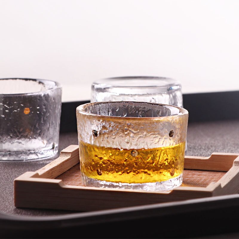Japansk stil lige guld prik lille te kop tyk varmebestandig glas te kop mester enkelt kop kung fu te sæt