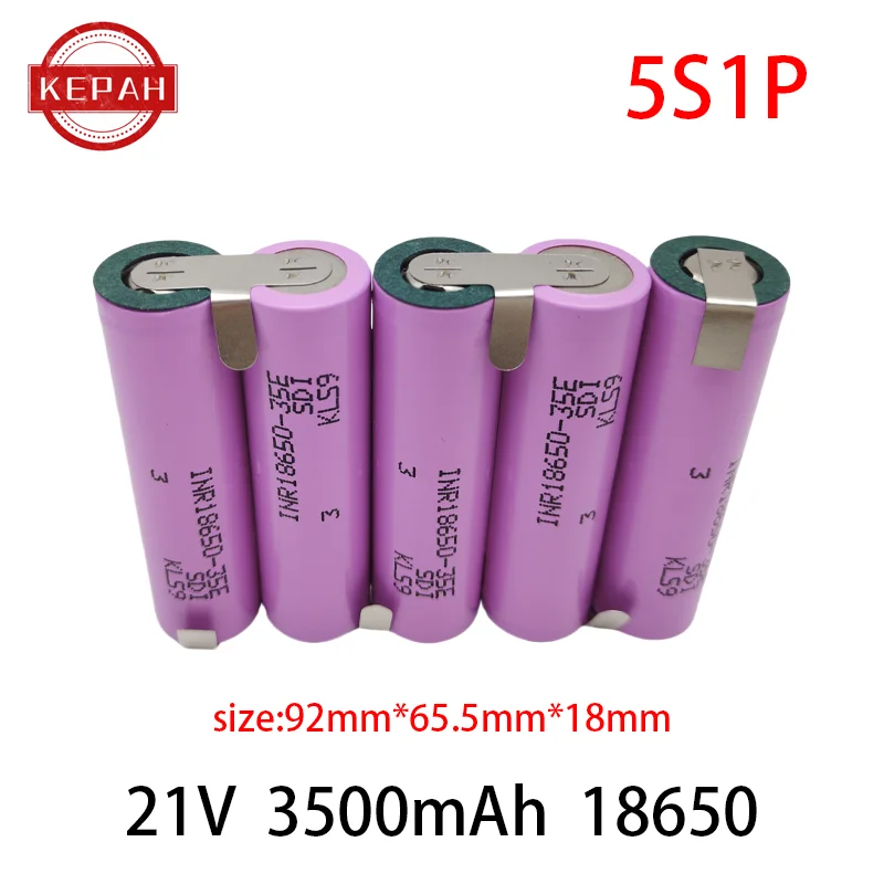 Customized5S2P 5S3P 5S4P 6S2P 8.4V 3.7V 10.8V 16.8V 18V 25.2V 18650 35E battery pack 3500mAh for screwdriver electric drill cell: Champagne