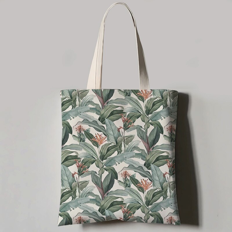 Turtle Leaf Tropical Plant Printed Tote Bag For Women Canvas Bag Ladies Shoulder Bag Outdoor Casual Tote Foldable Shopping: 14