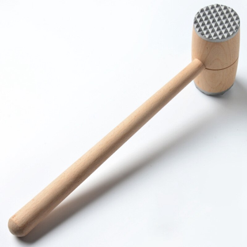 Solid Wood Pine Meat Hammer Kitchen Supplies Aluminum Nail Beef Meat Hammer Double-Sided Beat Meat Hammer