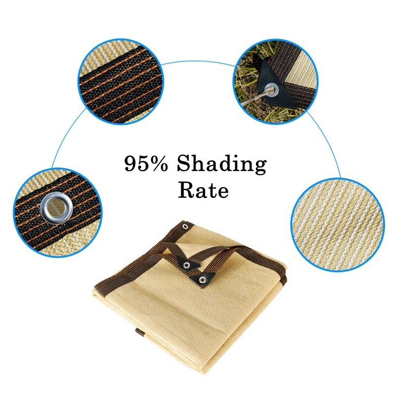 Filet pare-soleil Beige HDPE, taux d'ombrage 95%, protection solaire épaisse pour l'extérieur, jardin, voile d'ombrage, balcon, Patio, auvent, différentes tailles