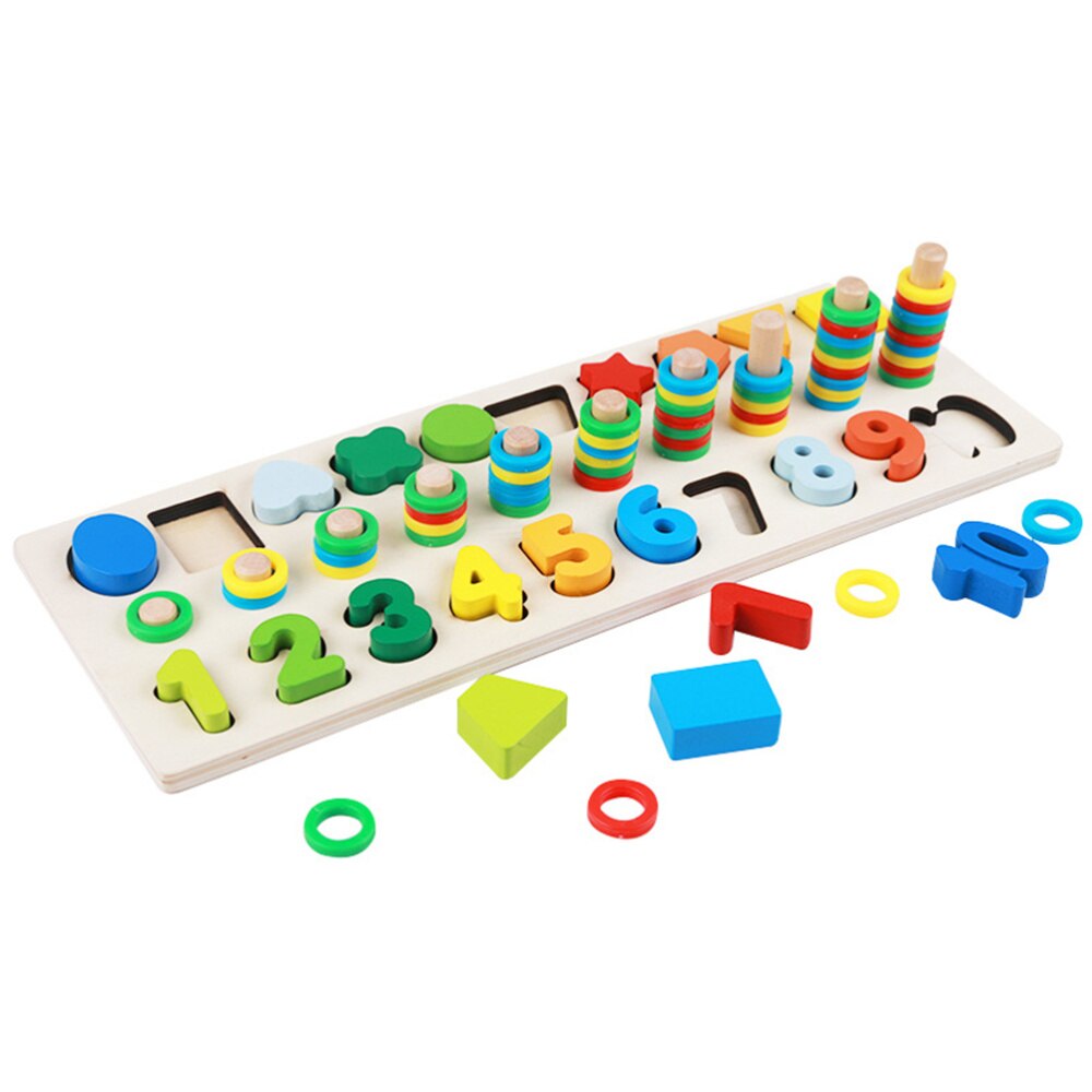 3 in 1 Digital Shape Pairing Colourful Math Number Wood Board Counting Tool Preschool Ealry Educational for Kids Childre