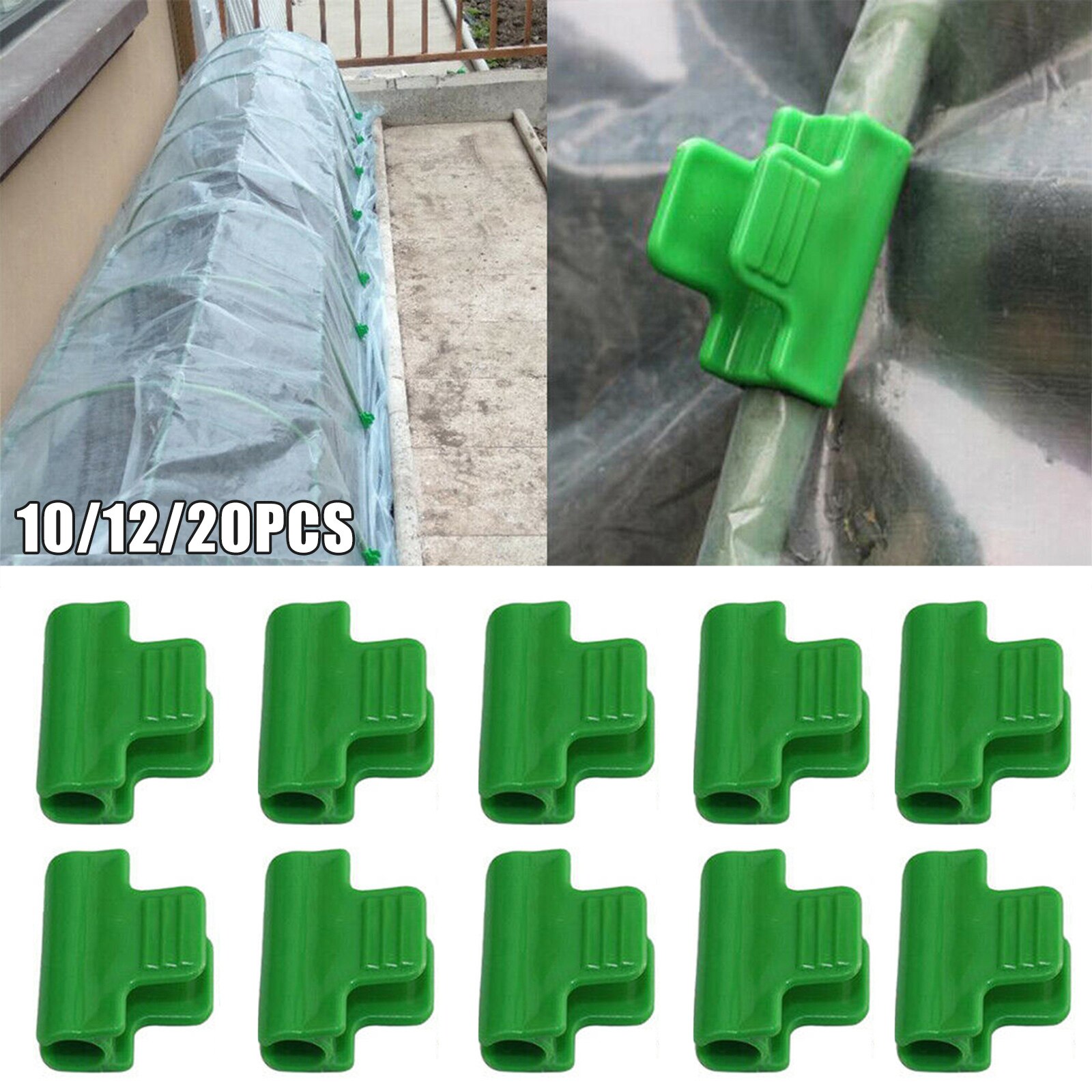 10/12/20pcs Plastic Green Fixed Clips Greenhouse Film Clamps Plant Cover Clips E7