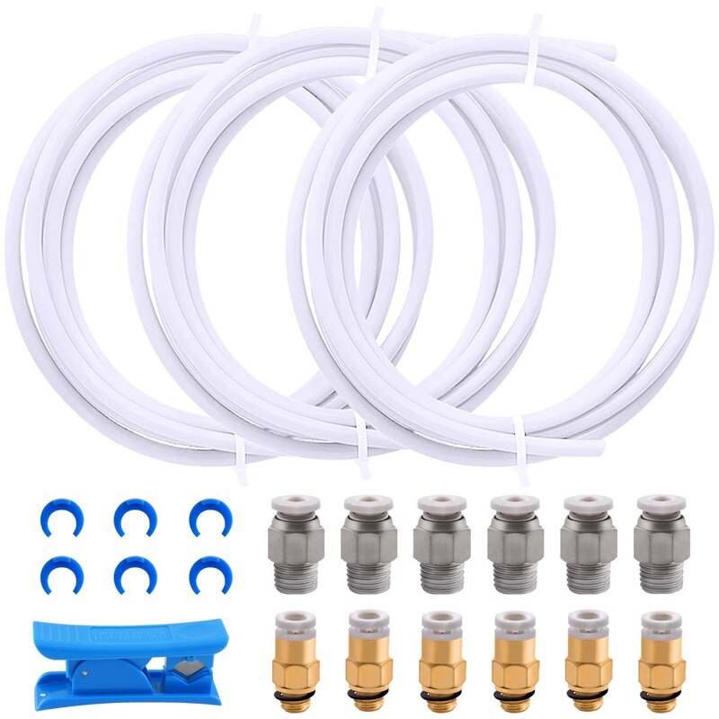 Tube PTFE Tube Blanc avec PC4-M6 Raccords, PC4-M10 Raccord, Coupe-Tube pour 3D Imprimante: Default Title