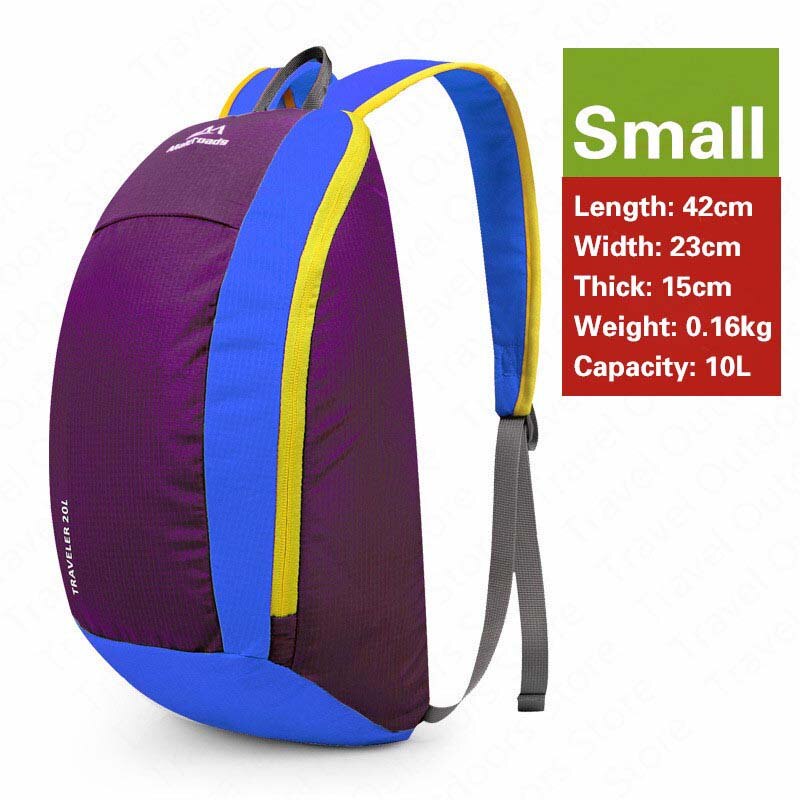 Maleroads Hiking Backpacks Travel Unisex Folding Backpack Lightweight 10L 20L Waterproof Outdoor Travel Backpack Hiking Camping: Dark Purple-10L
