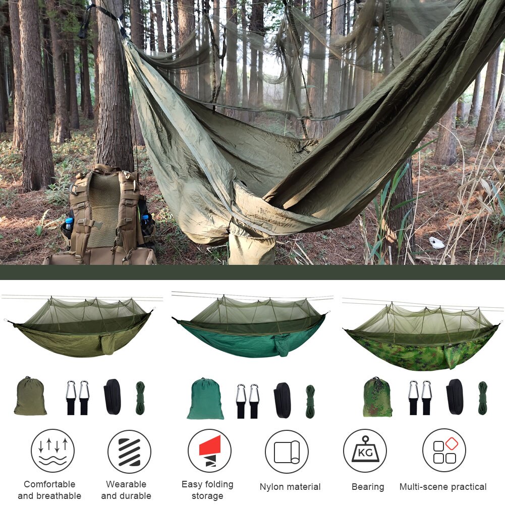Tragbare outdoor-moskitonetz-hängematte, 210t nylon-anti-moskito-fallschirmstoff, luft-campingzelt, hänge-schlafschaukel