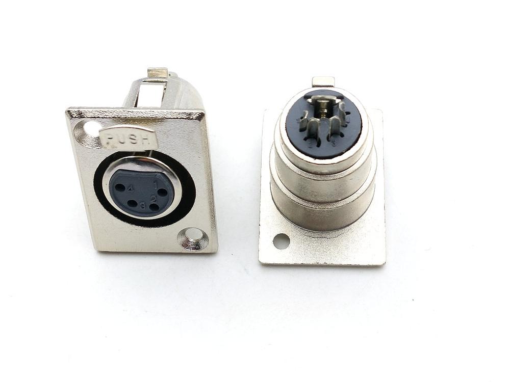 2 PCS metal 4 pin FEMALE XLR Chassis Mounted Socket panel Connectors