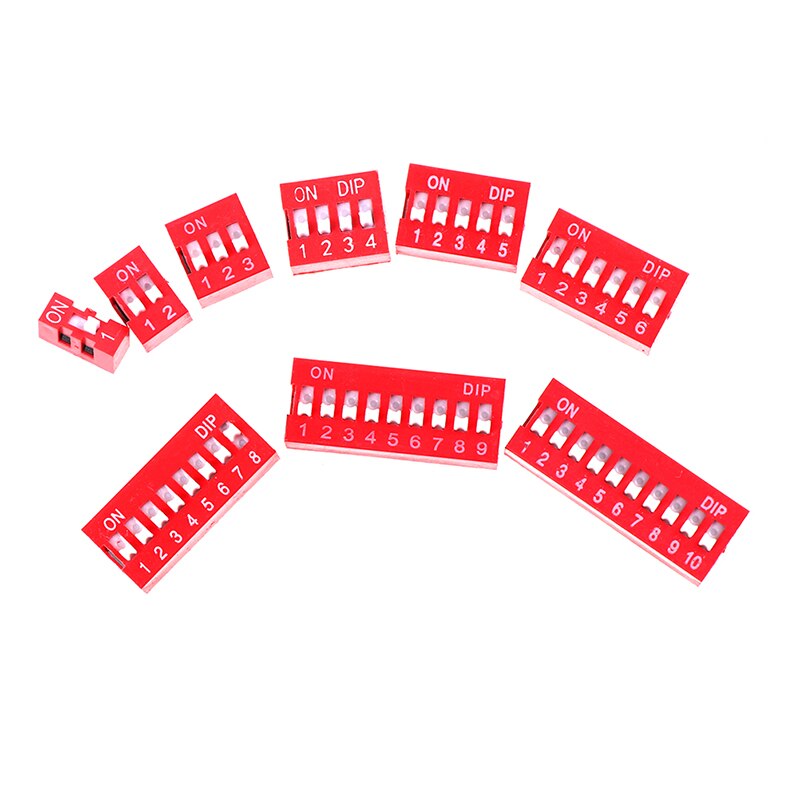 10pcs/lot Slide Type Switch Module 1 2 3 4 5 6 8 9 10 PIN 2.54mm Position Way Pitch Toggle Switch Red Snap Switch Dial Switch