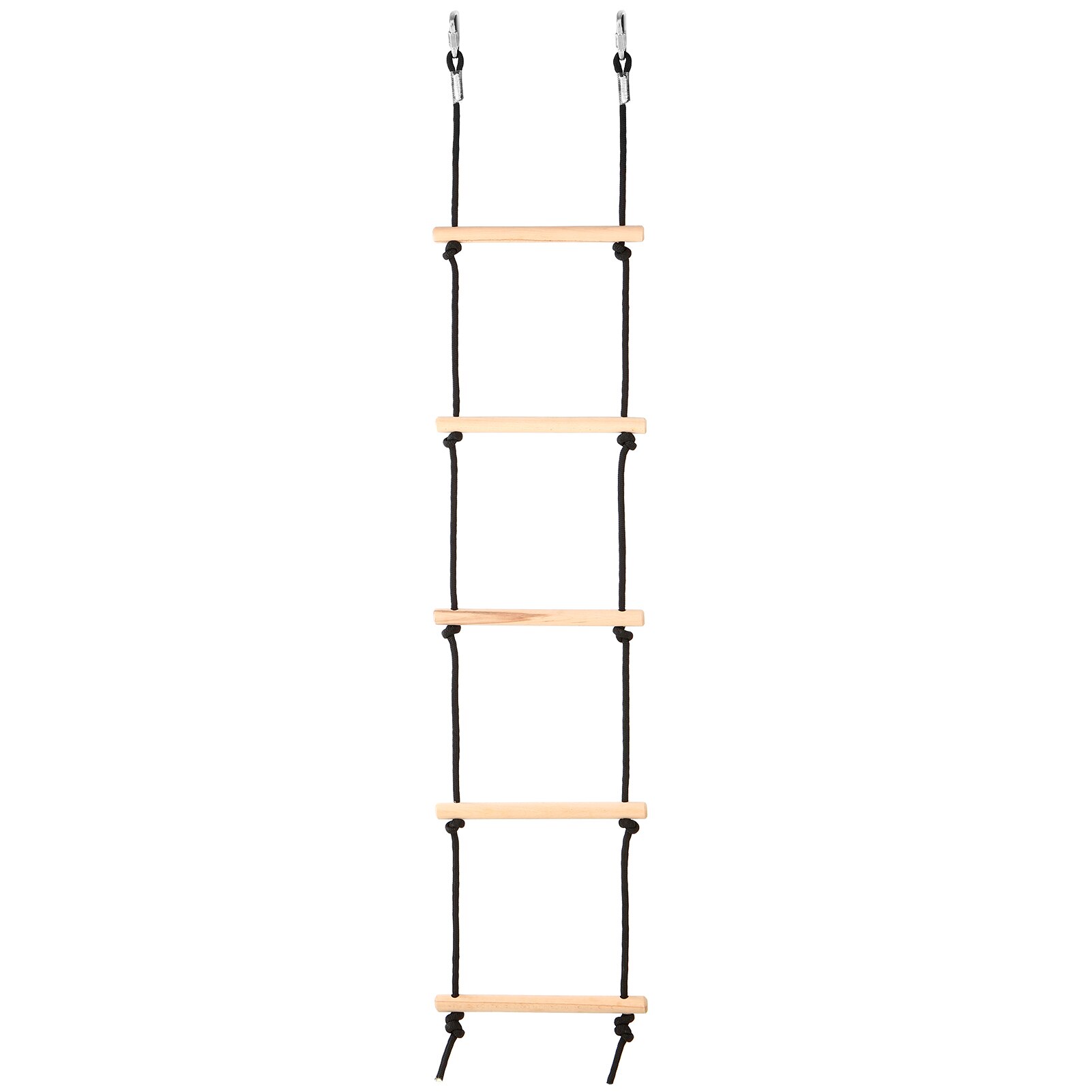 Outdoor Wooden Swing Rope Ladder with 2 Hooks Kids Climbing Obstacle Game Hanging Ladder Swing Playground Set