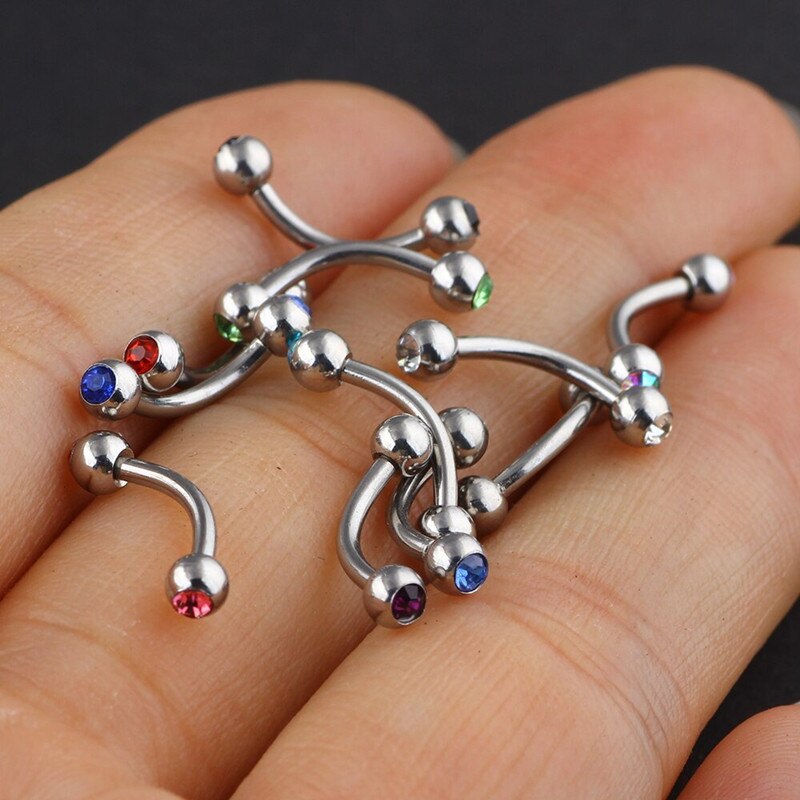 Piercing à sourcils en acier inoxydable, Lot de 5/10/20 pièces, 16G, langue banane, yeux, serpents, vrac, ensemble de bijoux