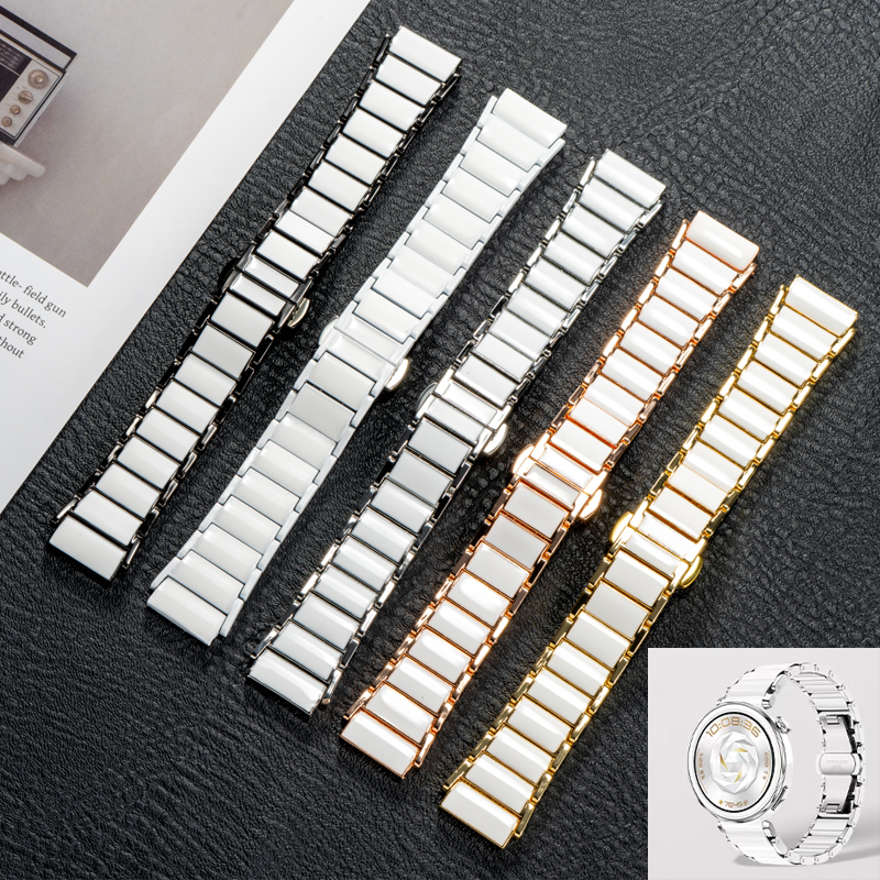 18mm Luxury Ceramic Strap for Huawei Watch 5 GT5 Pro 42mm Butterfly Buckle Wristband For Huawei GT5 GT4 41mm Band