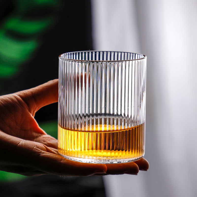 Japansk glass kopp juice drikke kaffekopp vertikalt mønster gjennomsiktig whiskyglass håndlaget