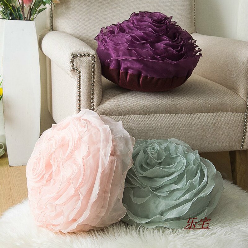 3d Yarn Rose Pillows Romantic Flower Sofa Cushion Bed Flower Pillows Wedding Decor Rose Pillows Valentine's Day