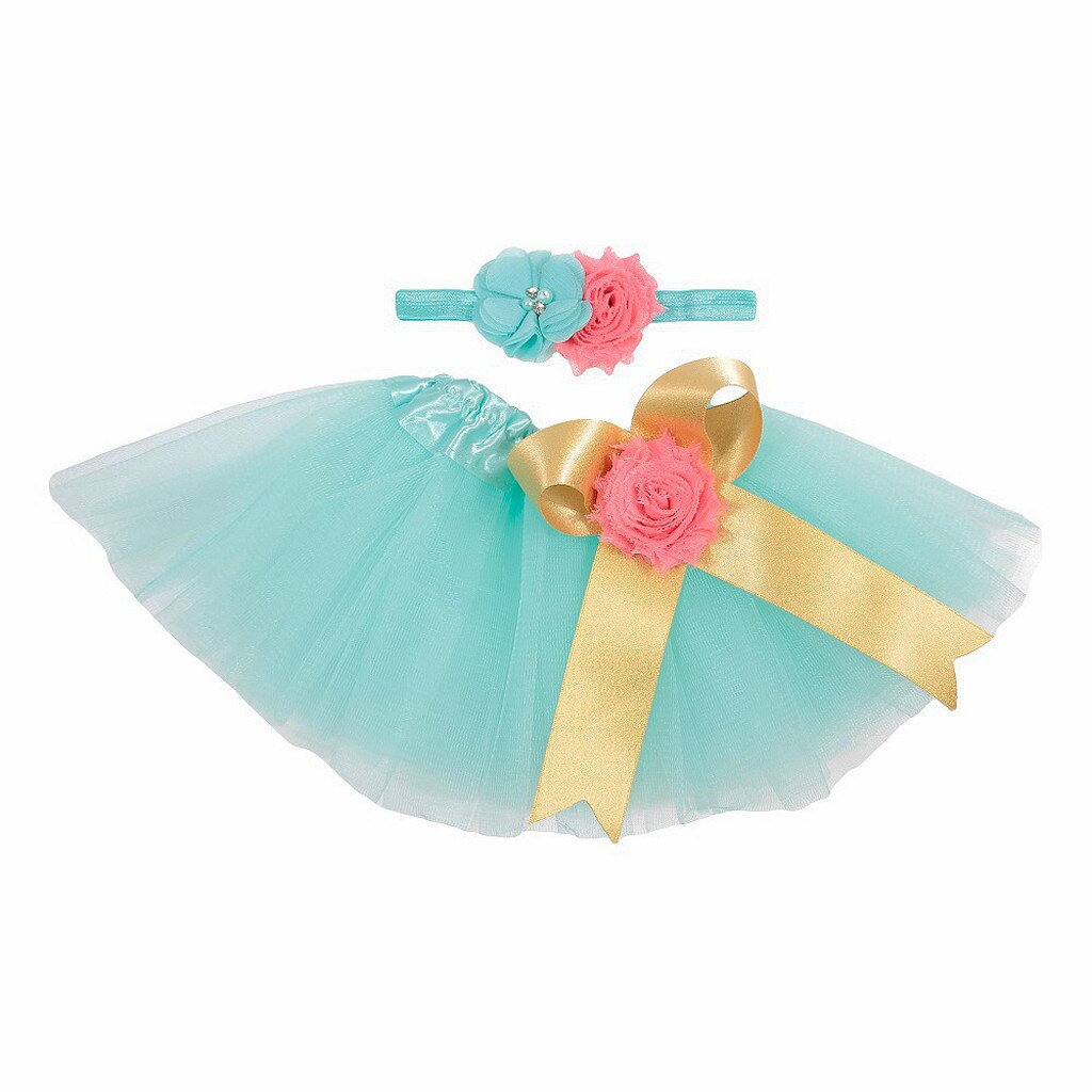 Crianças crianças meninas tutu tule festa de dança crianças traje saia + bandana conjunto infantil roupas do bebê arco-nó malha bloomer