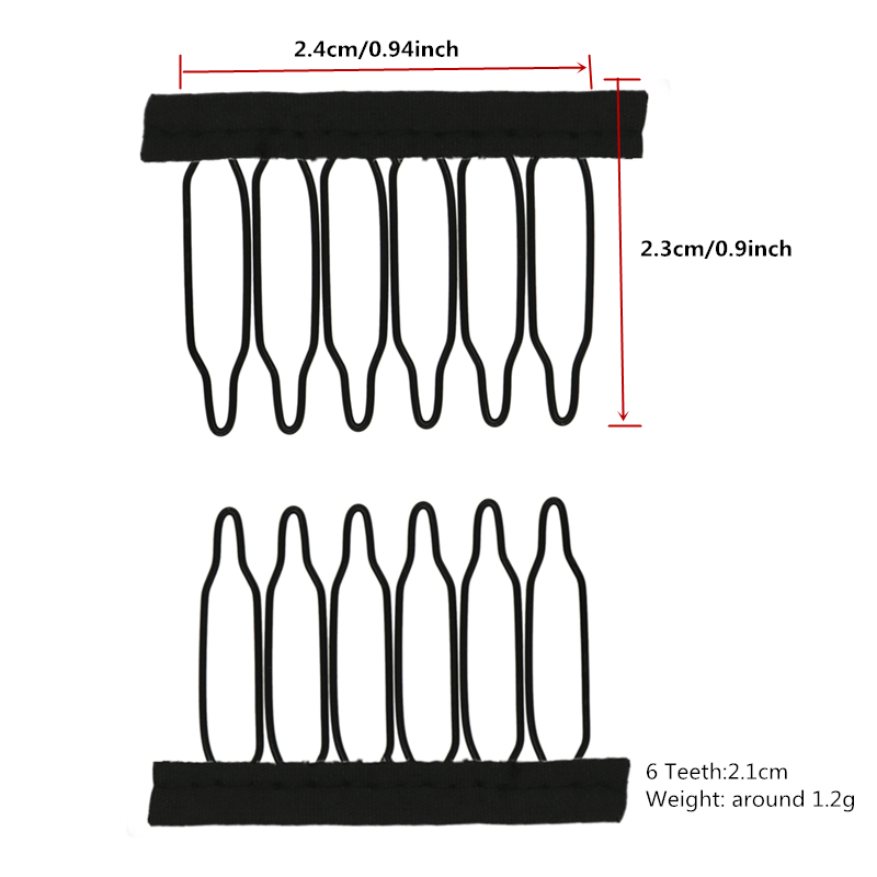 50 Stück Perückenkämme zur Sichern der Perücke, 4–7 Zähne, Perückenkamm, Perückenklammern mit Stoff für die Herstellung von Perückenkappen, Stahlmaterial, Clips, Kämme: Hellbraun