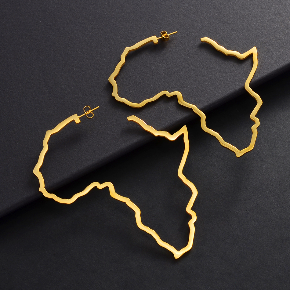 7CM/9CM Outline Africa Map Big Earrings Exaggerate Earring African Jewelry Traditional Ethnic Hyperbole Earrings #201121