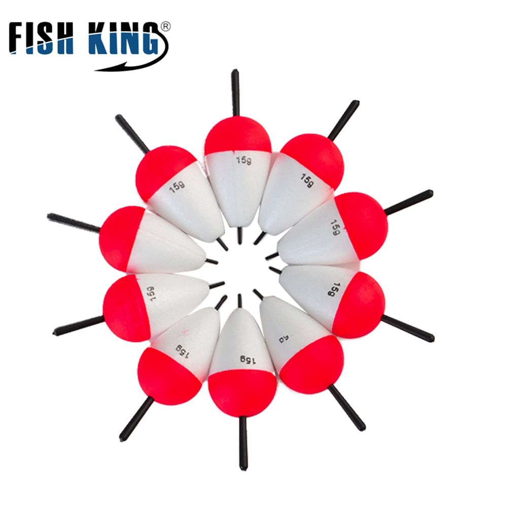 Fish king kalastus float putki 10 kpl/erä 15g vaahtomuovi float boias de esca flotador bobber kalastusvalokeppi kalastusvälineisiin