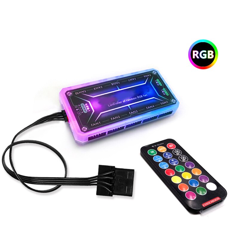 RGB Cooling Fan Computer Case Radiator Fan Adjustable RGB High Performance Quiet 120mm Case Fan PC FKU66: standard controller